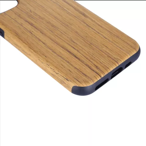 &Eacute;tui en bois en plastique &agrave; texture de bois compatible avec iPhone 12 Pro Max - marron