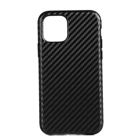 Coque en plastique carbone compatible avec iPhone 12 et iPhone 12 Pro - noir