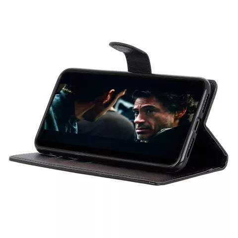&Eacute;tui portefeuille en cuir artificiel compatible avec iPhone 12 Pro Max - noir