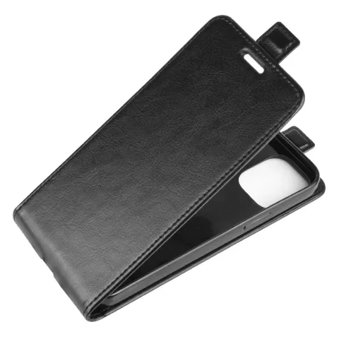 &Eacute;tui &agrave; rabat en cuir artificiel compatible avec iPhone 12 et iPhone 12 Pro - noir