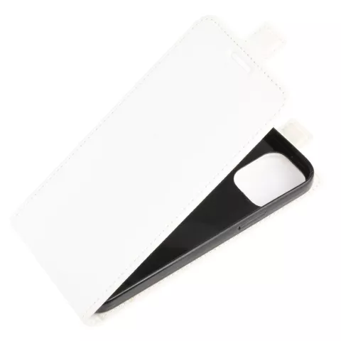 &Eacute;tui &agrave; rabat en cuir artificiel compatible avec iPhone 12 et iPhone 12 Pro - blanc