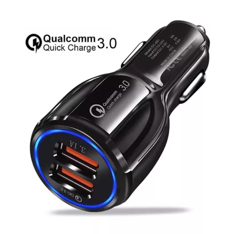 Chargeur de voiture &agrave; double prise allume-cigare USB 30Q - Chargement rapide noir