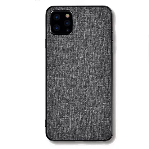 &Eacute;tui en tissu et &agrave; texture de tissu pour iPhone 12 et iPhone 12 Pro - gris