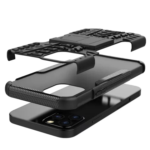 Coque en plastique antichoc et TPU absorbant les chocs compatible avec iPhone 12 et iPhone 12 Pro - noir