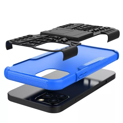 Coque TPU absorbant les chocs compatible avec iPhone 12 et &agrave; l&#039;iPhone 12 Pro - noir avec bleu
