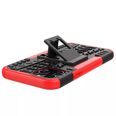 Coque en plastique antichoc et TPU absorbant les chocs compatible avec iPhone 12 et iPhone 12 Pro - noir avec rouge