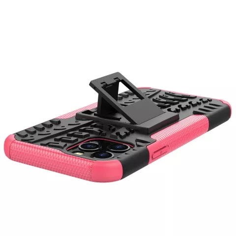 Coque en plastique antichoc et TPU absorbant les chocs compatible avec iPhone 12 et iPhone 12 Pro - noir avec rose