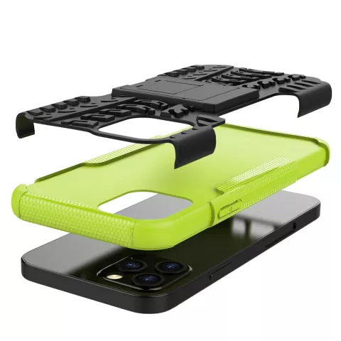 Coque TPU absorbant les chocs compatible avec iPhone 12 et &agrave; l&#039;iPhone 12 Pro - noir avec vert