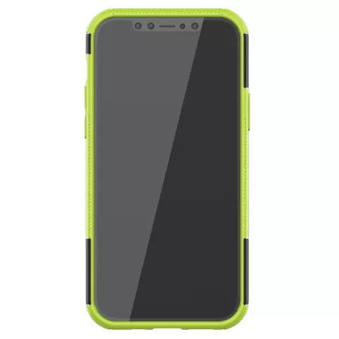 Coque en TPU antichoc antichoc pour iPhone 12 et iPhone 12 Pro - noire avec vert