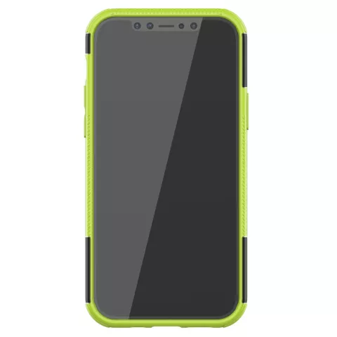 Coque TPU absorbant les chocs compatible avec iPhone 12 et &agrave; l&#039;iPhone 12 Pro - noir avec vert