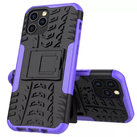 Coque en TPU antichoc antichoc pour iPhone 12 et iPhone 12 Pro - noire avec violet