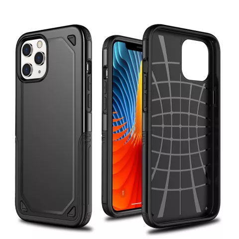 Coque Pro Armor en plastique et TPU absorbant les chocs compatible avec iPhone 12 Pro Max - noir