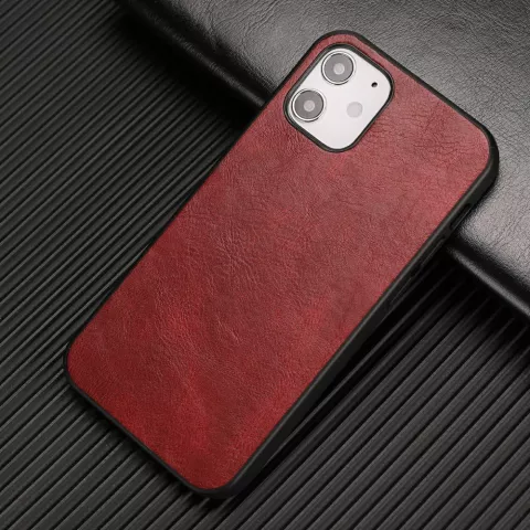 &Eacute;tui en cuir artificiel aspect cuir compatible avec iPhone 12 mini - rouge