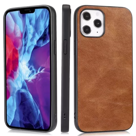 &Eacute;tui en cuir artificiel aspect cuir compatible avec iPhone 12 Pro Max - marron