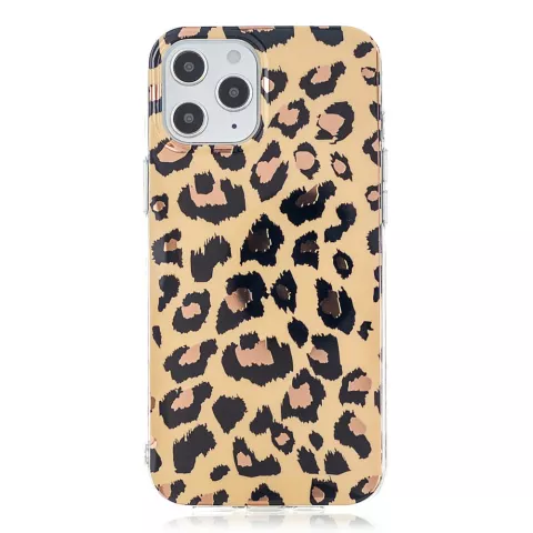 Coque en TPU &agrave; imprim&eacute; l&eacute;opard compatible avec iPhone 12 et iPhone 12 Pro - beige