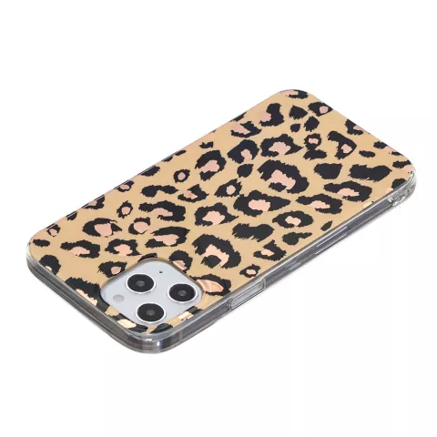 Coque TPU imprim&eacute; l&eacute;opard pour iPhone 12 et iPhone 12 Pro - beige