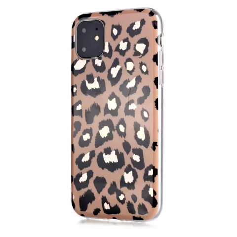 Coque en TPU &agrave; imprim&eacute; l&eacute;opard compatible avec iPhone 12 et &agrave; l&#039;iPhone 12 Pro - beige