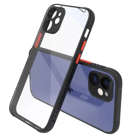 Coque en plastique transparent compatible avec iPhone 12 mini - transparente avec du noir