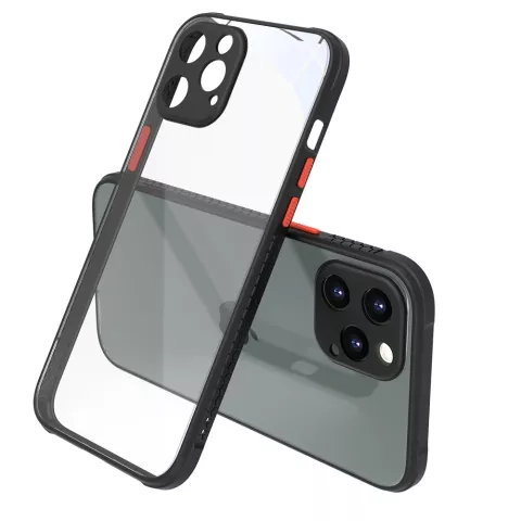 Coque en plastique transparent compatible avec iPhone 12 Pro Max - transparente avec du noir