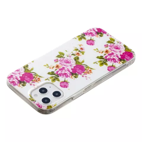 Coque en TPU roses compatible avec iPhone 12 Pro Max - blanche