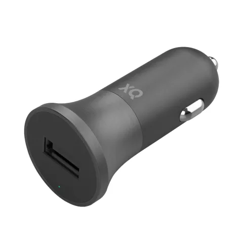 Xqisit Prise allume-cigare Chargeur voiture 2.4A 1 port USB - Noir avec c&acirc;ble Lightning