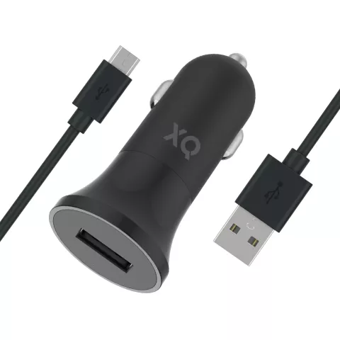 XQISIT Chargeur allume-cigare 2.4A 1 port USB - Noir avec c&acirc;ble micro-USB