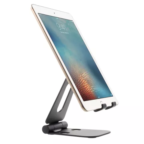 Support De T&eacute;l&eacute;phone De Bureau En Alliage Pliable Universel Pour Smartphone Et Tablette - Noir