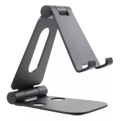 Support de t&eacute;l&eacute;phone de bureau universel pliable en alliage Smartphone et tablette - Noir