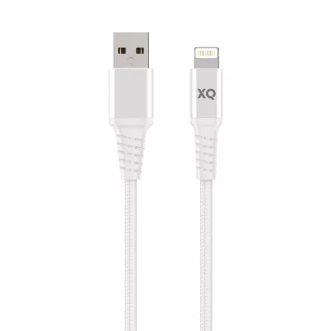 C&acirc;ble Lightning vers USB-A tiss&eacute; extra fort XQISIT - Blanc 200 cm Charge Synchronize