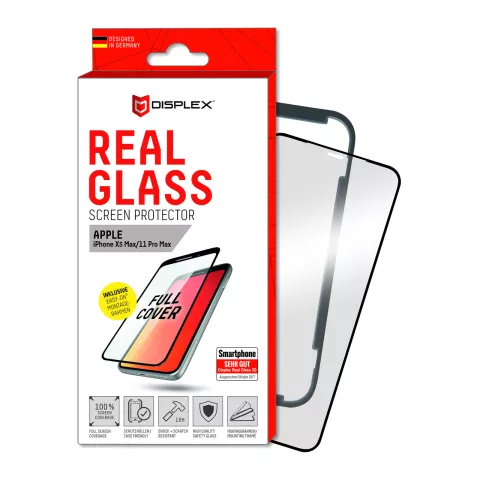 Displex Real Glass Protecteur de verre 3D compatible avec iPhone 11 Pro Max et XS Max - Verre tremp&eacute; &agrave; bord noir