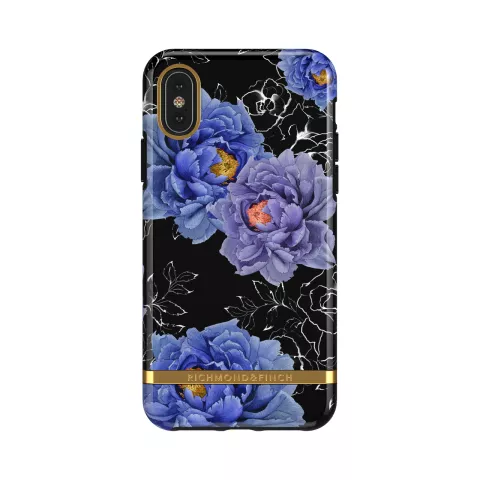 Coque Robuste Richmond &amp; Finch Blooming Peonies pour iPhone 11 Pro - Bleu / Violet avec Noir