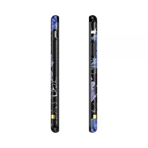 Coque Robuste Richmond &amp; Finch Blooming Peonies pour iPhone 11 Pro - Bleu / Violet avec Noir