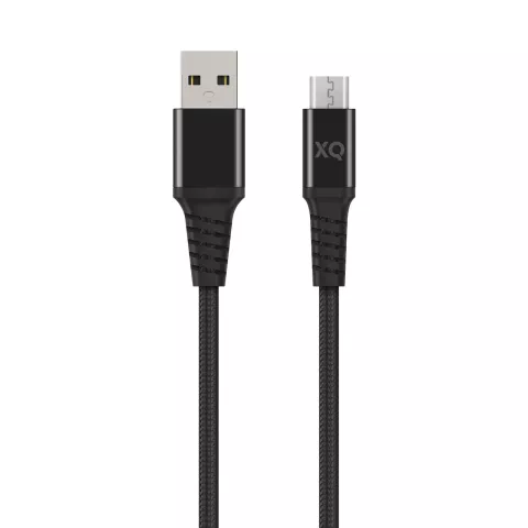 C&acirc;ble micro-USB vers USB-A tiss&eacute; extra fort XQISIT - Noir 200 cm de synchronisation de charge