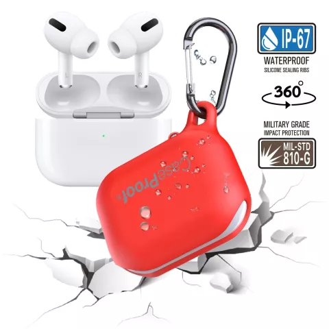 Bo&icirc;tier &eacute;tanche CaseProof AirPods Pro - Rouge 1 m&egrave;tre