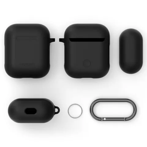 &Eacute;tui Spigen en silicone compatible avec AirPods - Mousqueton noir