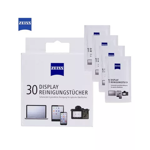 Lingettes nettoyantes pour &eacute;cran Zeiss - 30 pi&egrave;ces blanches