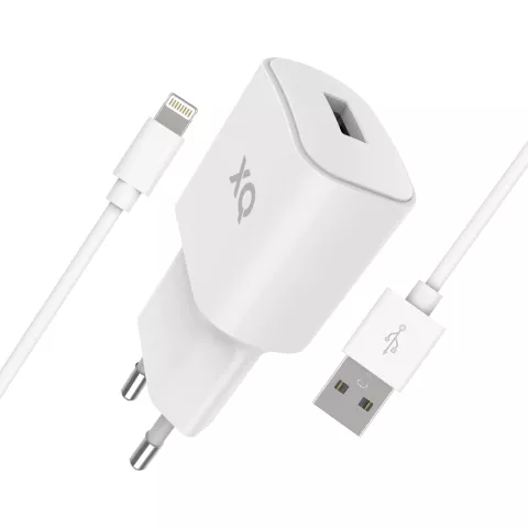 Adaptateur secteur XQISIT 2.4A 1 port USB - Blanc avec c&acirc;ble Lightning