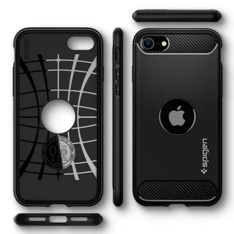 Coque Spigen Rugged Armor Air Cushion Technology pour iPhone 7, 8 et iPhone SE 2020 SE 2022 - Noire