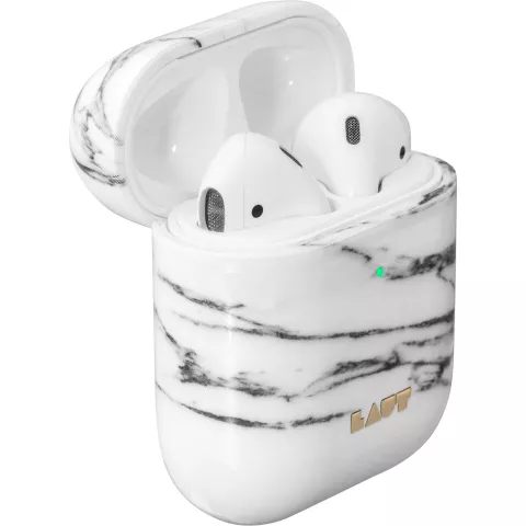 Laut Huex Element adapt&eacute; au bo&icirc;tier AirPods - Marbre Blanc