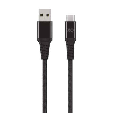 XQISIT C&acirc;ble tiss&eacute; tr&egrave;s r&eacute;sistant USB-C 3.0 vers USB-A - Noir 200 cm Synchroniser la charge