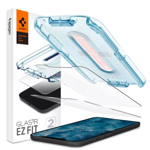 Spigen Glass Protector compatible avec iPhone 12 et 12 Pro 2 pi&egrave;ces - Duret&eacute; 9H