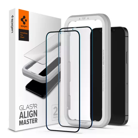 Spigen Glassprotector iPhone 12 mini 2 pcs - Black Edge Protection