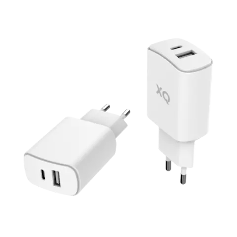 Adaptateur secteur XQISIT Port USB-A et port USB-C PD - Blanc