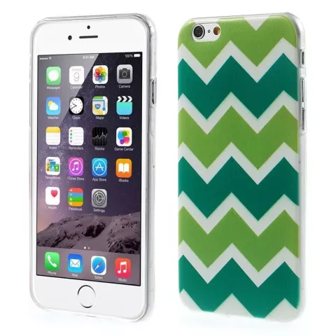 Coque en TPU verte compatible avec iPhone 6 6s Rayures zigzag Blanc Vert