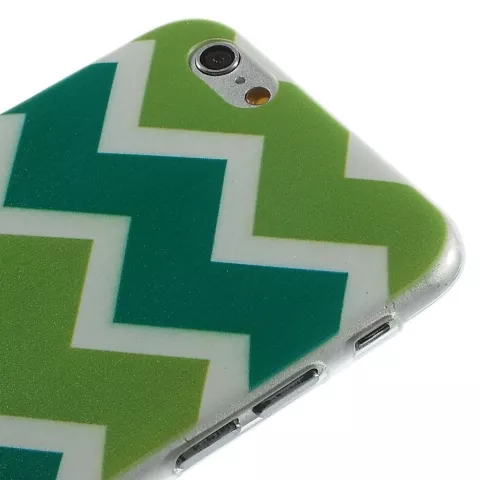 Coque en TPU verte compatible avec iPhone 6 6s Rayures zigzag Blanc Vert