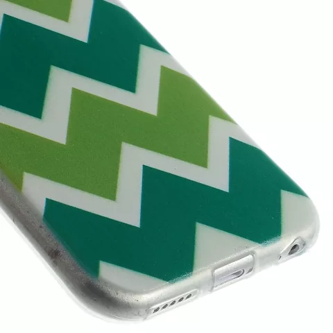 Coque en TPU verte compatible avec iPhone 6 6s Rayures zigzag Blanc Vert