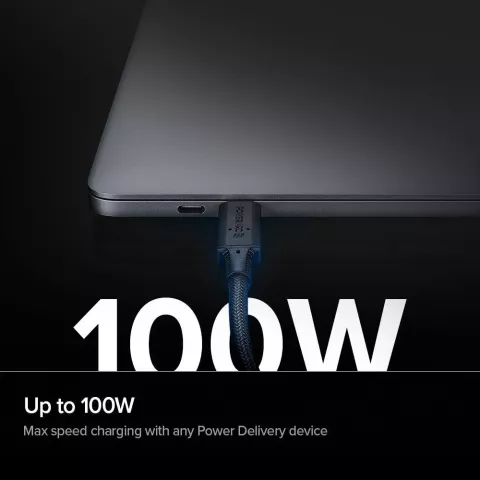 C&acirc;ble de charge Spigen PowerArc C&acirc;ble USB-C vers USB-C Chargeur PD 2.0 100W QC 3.0 - Noir