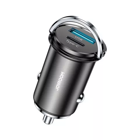 Chargeur de voiture Joyroom Adaptateur USB-A et USB-C duoport PD Chargeur QC 3.0 - Gris