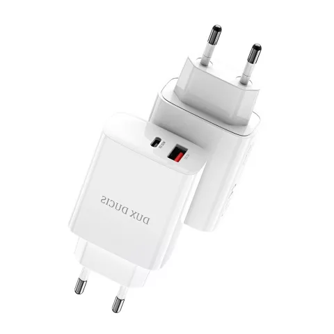Chargeur Dux Ducis Adaptateur USB-A et USB-C 20W Adaptateur secteur PD 20W QC 18W - Blanc