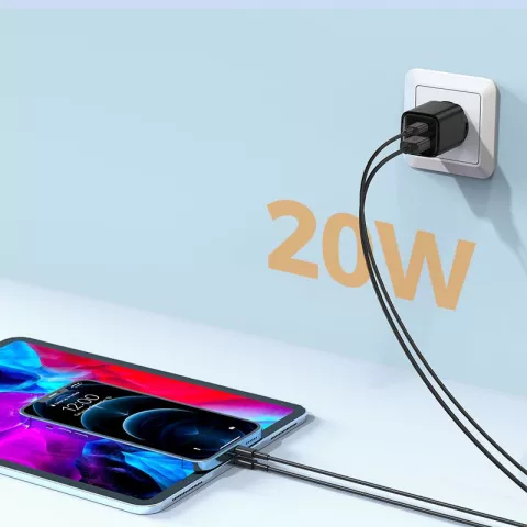 Adaptateur Joyroom Chargeur USB-A vers USB-C Adaptateur secteur QC 3.0 PD 3.0 double chargeur AFC SCP - Noir